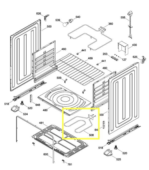 RESISTENCIA HORNO 1650W 220V 2 VUELTAS SUPERIOR MABE